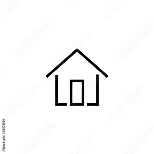 Minimalist vector home icon, simple black outline house symbol, perfect for web, mobile apps, user interface design, real estate, or navigation concepts. Isolated on white background