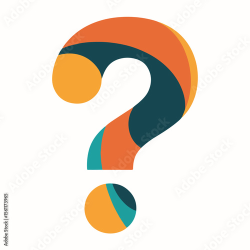 A stylized modern question mark graphic with vibrant color options suitable for educational informational or curiosity driven design projects