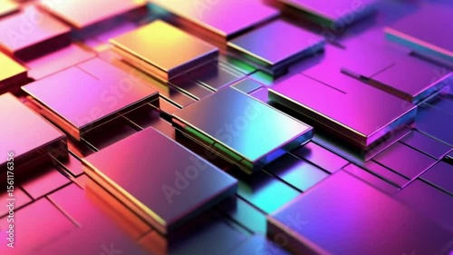 Abstract iridescent square blocks