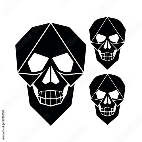multi angle skull assembly front-side top views on white
