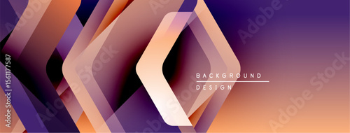 Abstract geometric pattern. Overlapping layers create dynamic visual effect. Warm, cool colors blend smoothly. Modern design element.