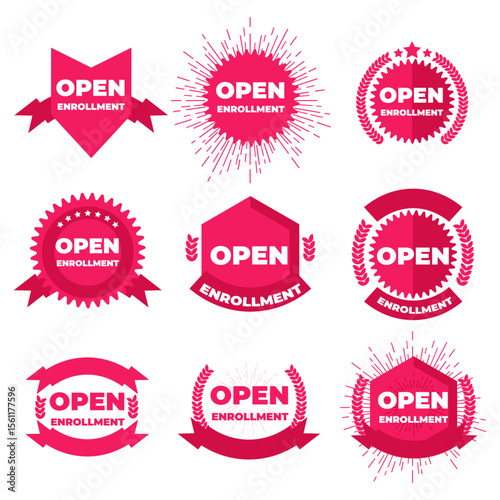 Open enrollment bannaer set. Vector illustrations for website, landing page, flyer.