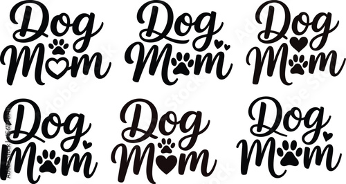 Silhouette vector collection featuring handwritten dog mom quotes with clever paw and heart icons for pet lovers