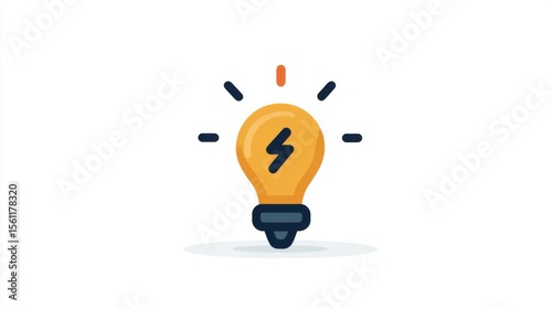 Minimalist Light Bulb Icon with Spark Illustration for Creative Projects