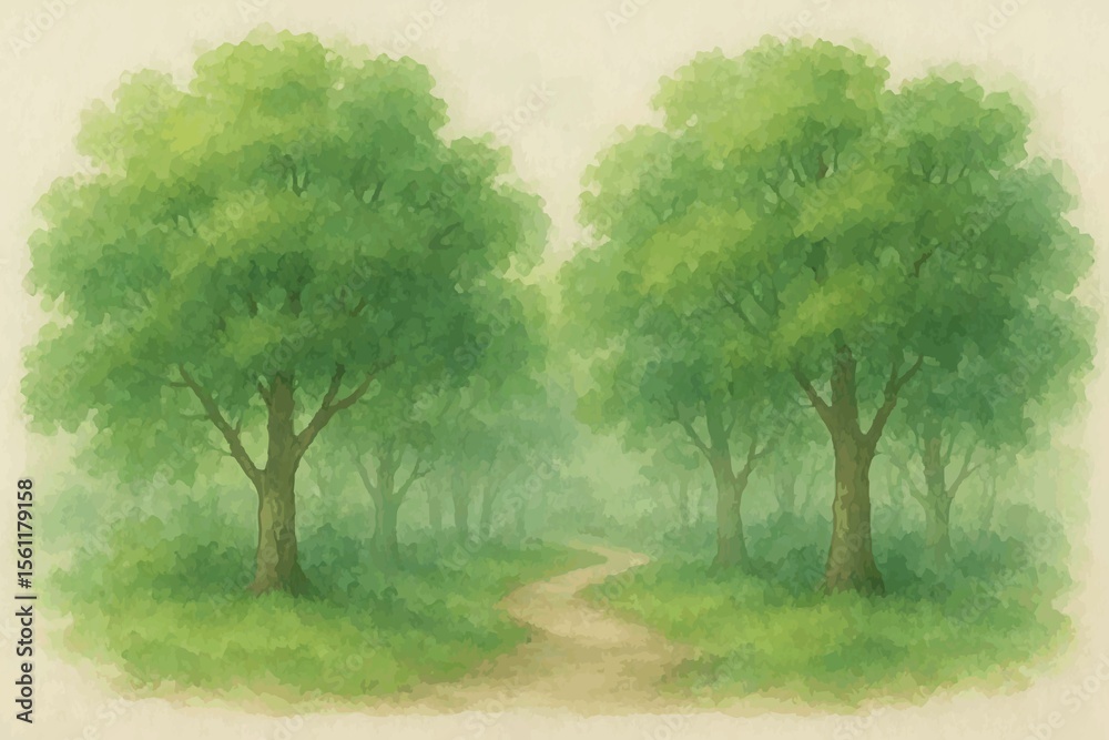 Fototapeta premium watercolor illustration of trees