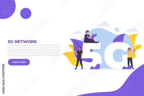 5G network wireless systems, High-speed mobile Internet concept. Vector illustration
