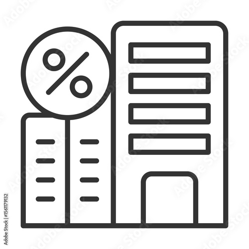 Tax Office Icon Outline Style. Vector Illustration Design
