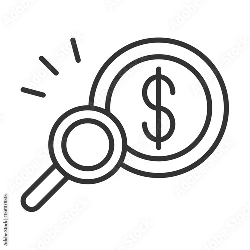 Money Audit Icon Outline Style. Vector Illustration Design