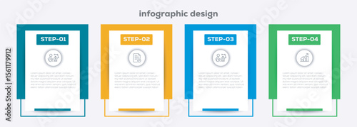 Infographic design for business concept with note papers. Can be used for info graphics, flow charts, presentations, web sites, Business concept with 4 options, vector illustration.