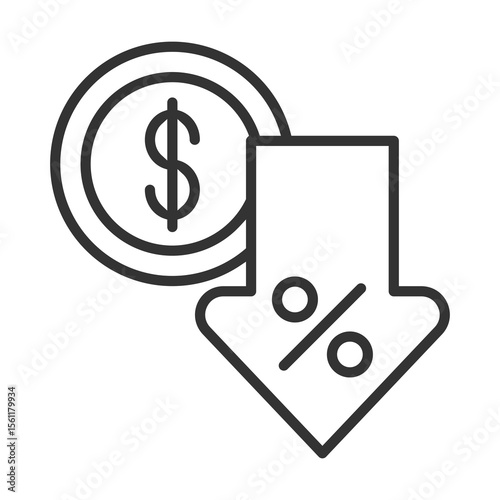Low Rate Icon Outline Style. Vector Illustration Design