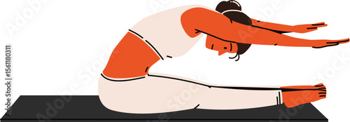Woman stretching forward on mat in a deep pose—great for yoga, flexibility, or calming content.