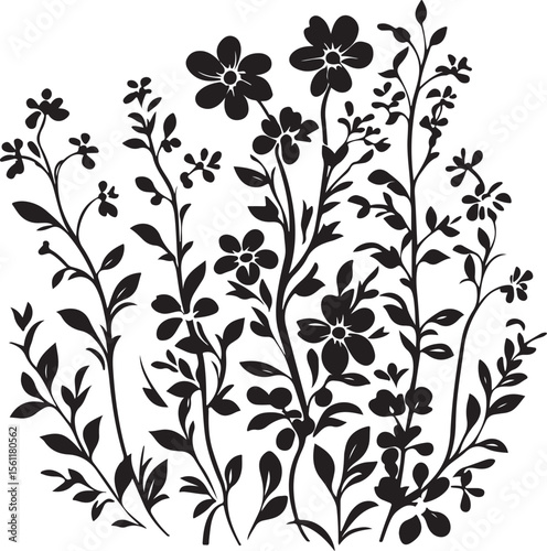 seamless floral pattern with flowers, pattern, floral, flower, seamless, leaf, vector, wallpaper, decoration, ornament, design, illustration, art, plant, nature, vintage, element, branch, silhouette, 