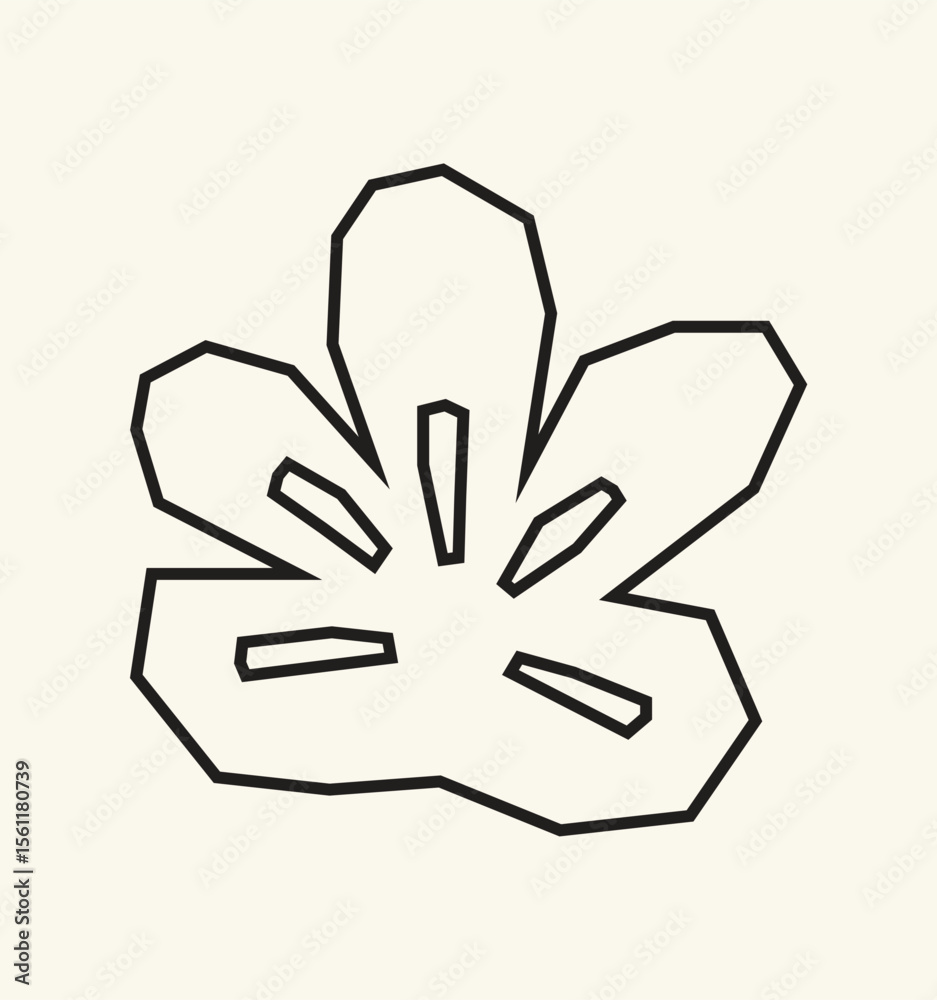 Fototapeta premium Simple Black Line Art Flower Icon in Cutout Style