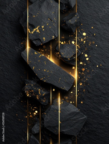 Dark, opulent rocks with golden highlights