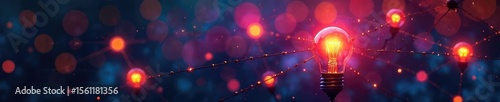 A vibrant network of interconnected lightbulbs representing innovative ideas and collaborative connections, symbolizing ingenuity and the power of shared knowledge , bright, vision, perspective