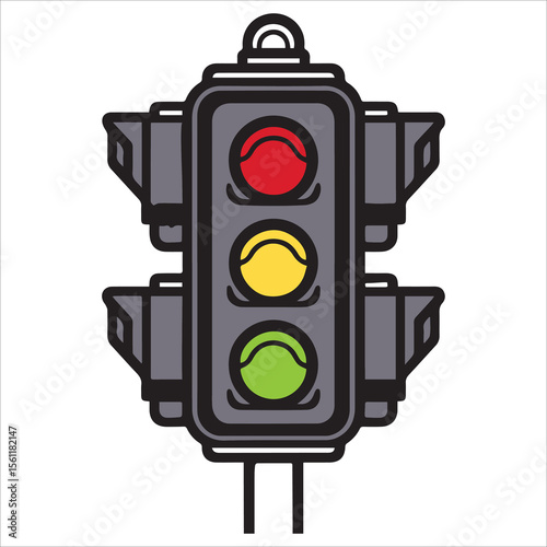 Minimalist Traffic Light Line Art Vector