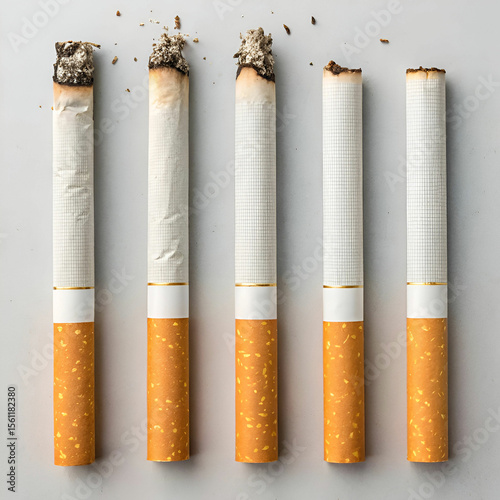 realistic cigarettes set stages of burn