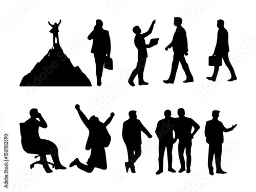 Silhouettes of Business People in Dynamic and Expressive Poses