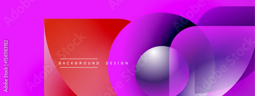Abstract vibrant background. Overlapping circles create dynamic gradient effect. Modern design elements, pinks, purples, reds dominate composition.