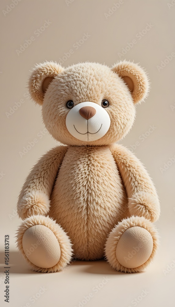Fototapeta premium soft plush and fluffy toy teddy bear in beige background