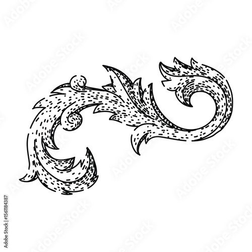 floral baroque victorian border sketch hand drawn black