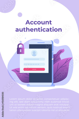 Online registration and sign up, Account authentication concept. Vector UI illustration.