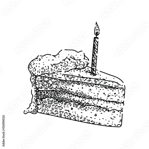party birthday cake piece sketch hand drawn vector