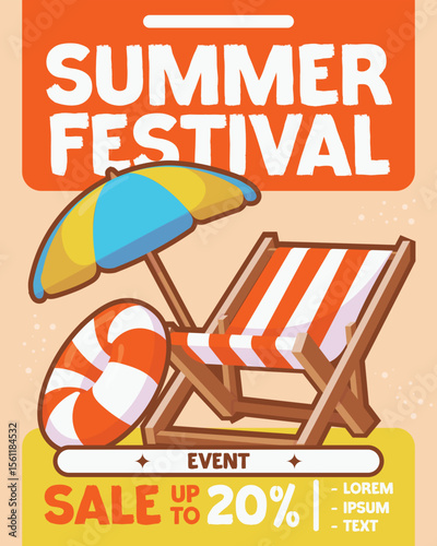 Summer promotion poster banner with summer tropical beach vibes background
