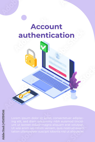 Online registration and sign up, Account authentication concept. Vector UI illustration.