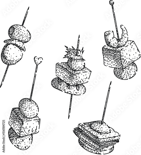 canape set sketch hand drawn vector