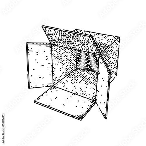 corrugated cardboard box sketch hand drawn vector