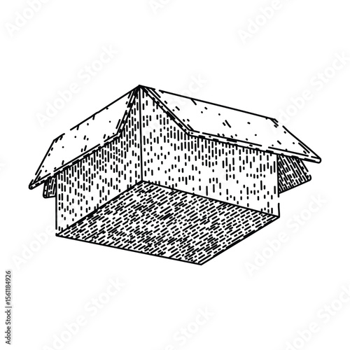 durable cardboard box sketch hand drawn vector