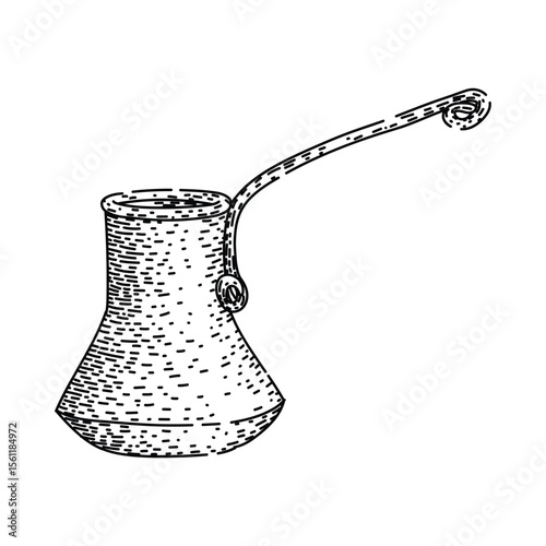 tradition cezve turkish coffee sketch hand drawn black