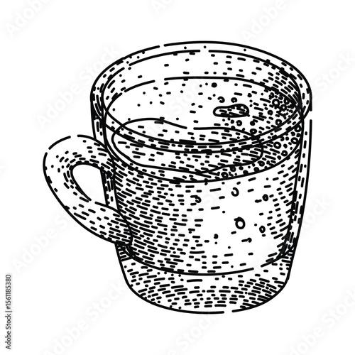 mug coffee glass sketch hand drawn black