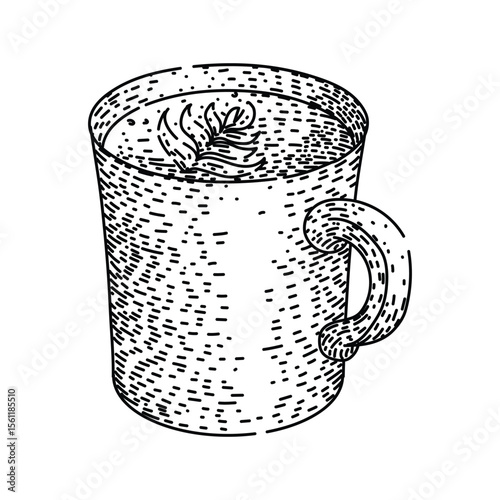 insulated coffee mug sketch hand drawn vector