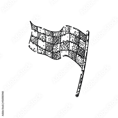 speed flag race sketch hand drawn vector