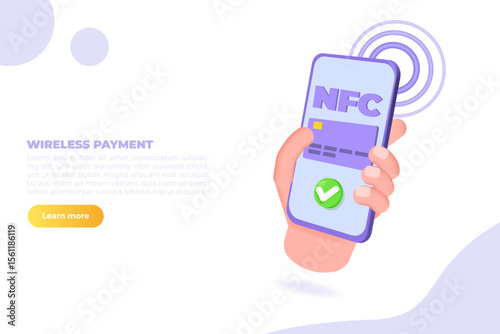 3d realistic vector illustration Payment NFC concept.