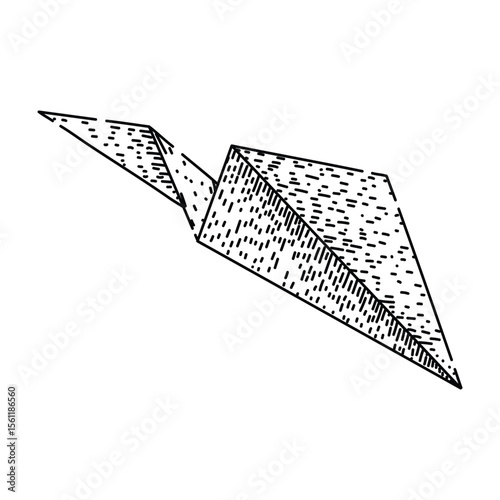 wings paper plane sketch hand drawn black