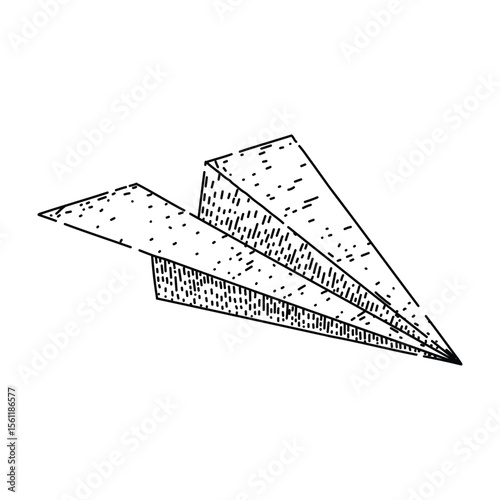 glide paper plane sketch hand drawn black