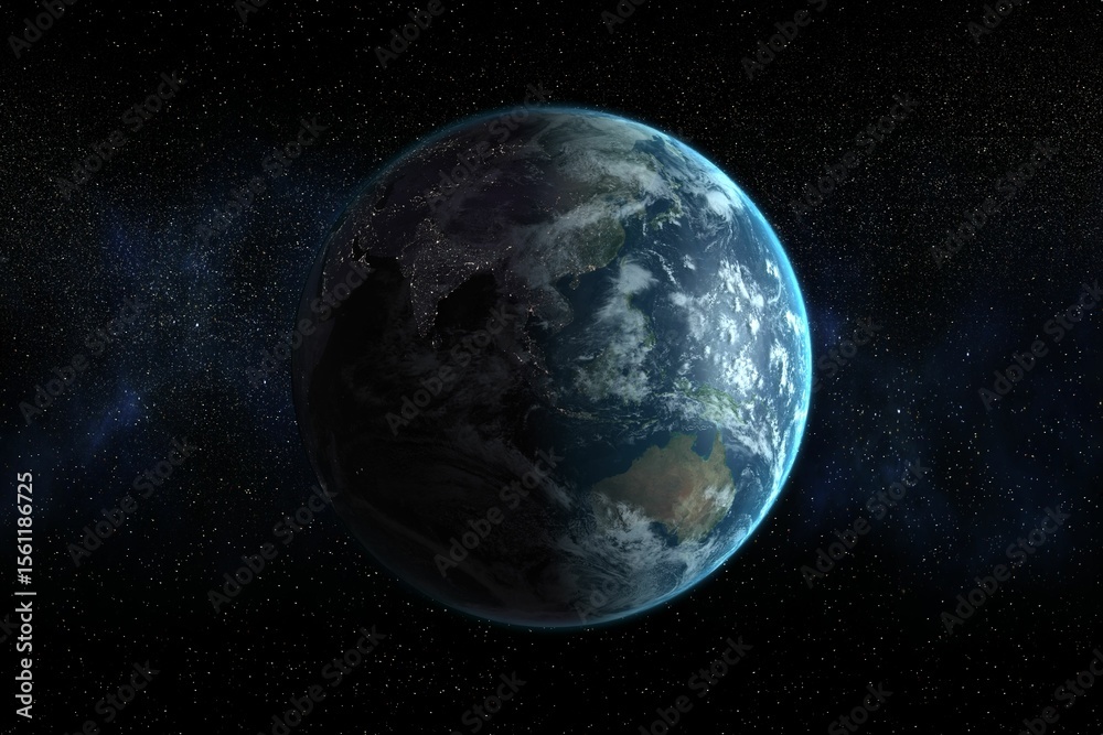 Fototapeta premium Satellite view of earth with Asia