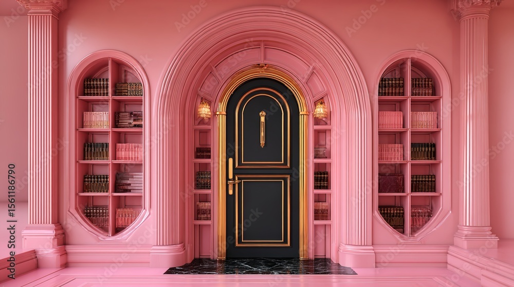 Obraz premium red door in the old building