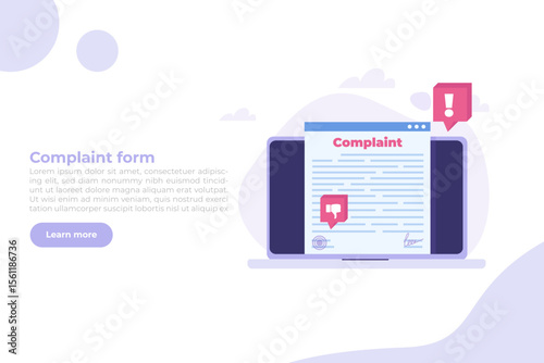 Сomplaint form online concept. Vector illustration.