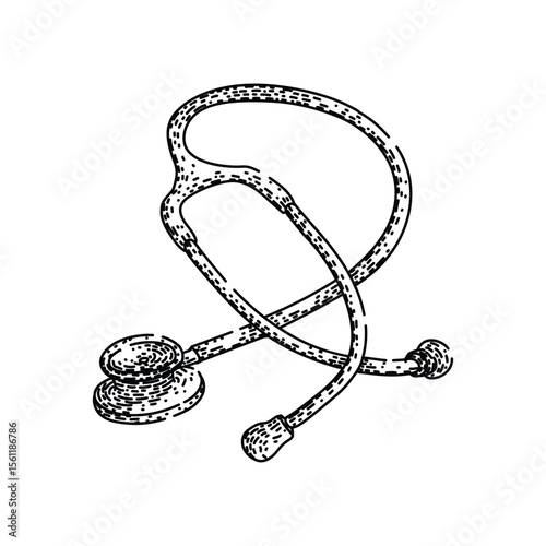 doctor stetoscope sketch hand drawn vector