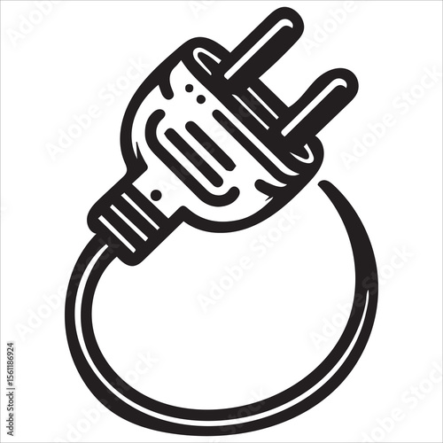 Simple Power Plug Outline Minimalist Vector