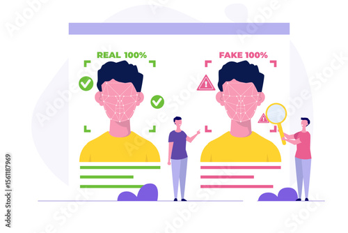 Deepfake, Deep face technology concept.  Vector illustration.