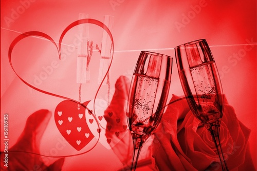 Glowing red Valentines composite