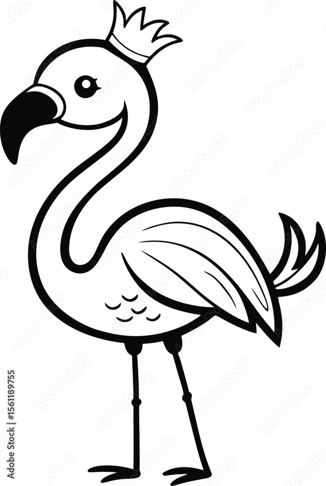 Obraz premium flamingo in a cute pose with a small crown on its head 
