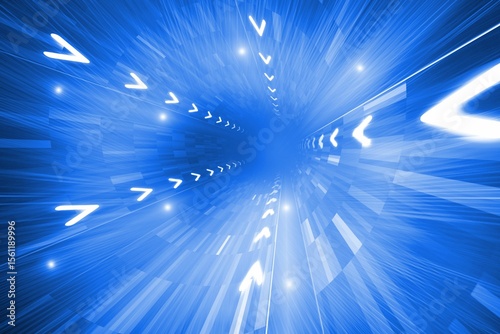 Fototapeta Naklejka Na Ścianę i Meble -  Bright futuristic arrows on blue background