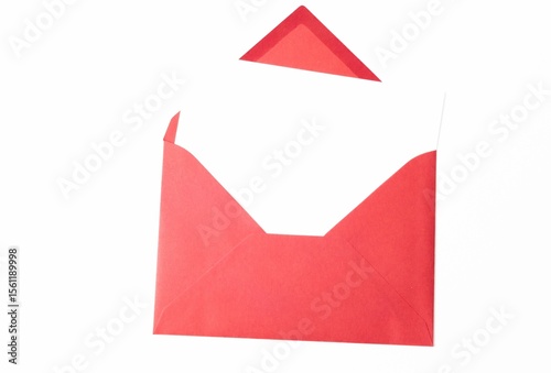Paper in red envelope against white background