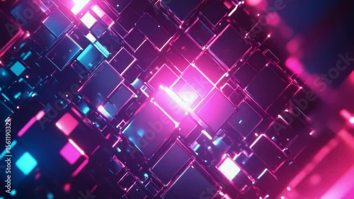 Abstract geometric pattern of glowing squares